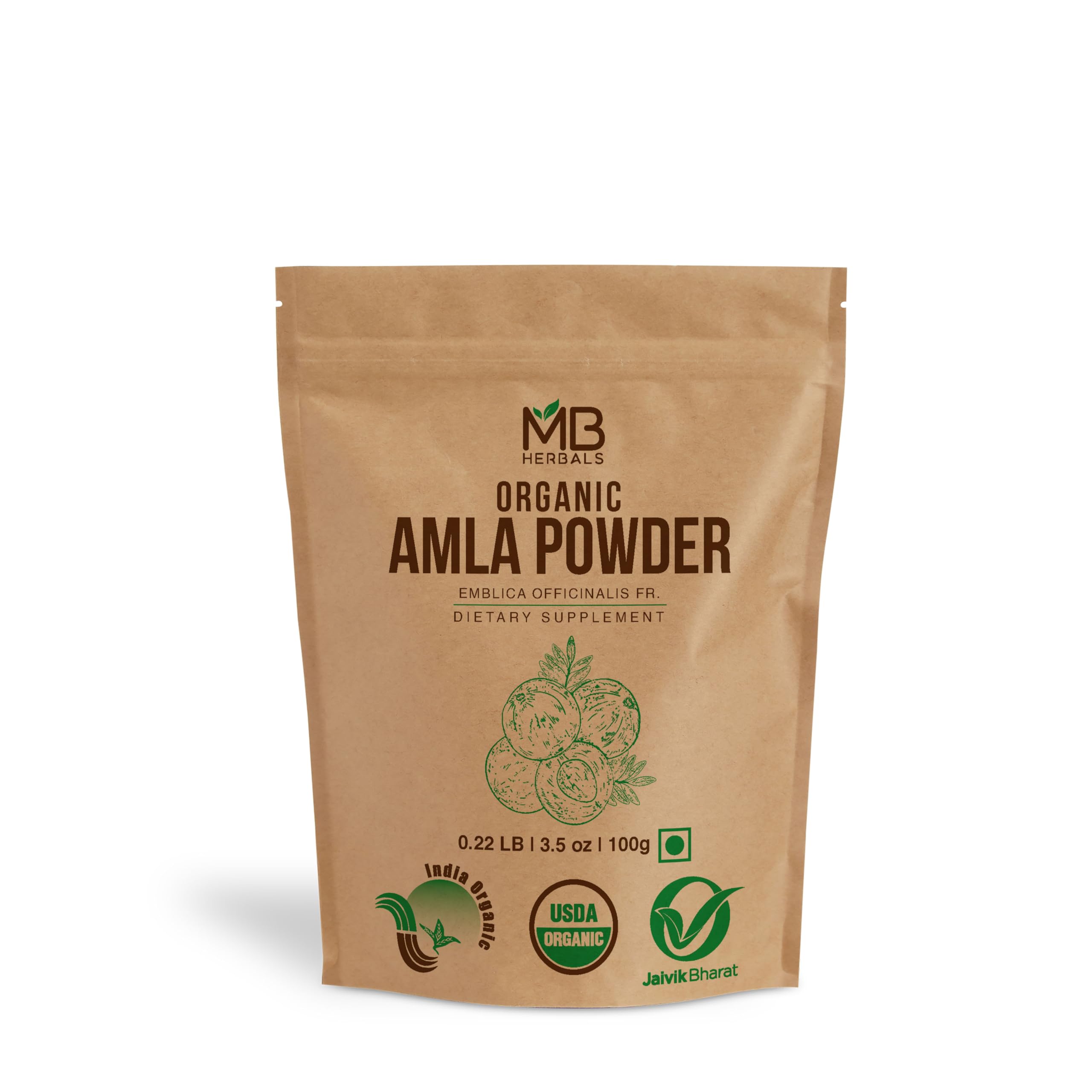 MB Herbals 100% Natural (Seedless) Amla Powder 100 gr (Emblica Officinalis) | For Hair Care | Skin care