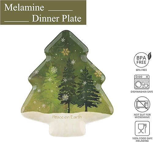 Miniatura 7 de UP ware - Platos de melamina de 6 piezas de 10 34 pulgadas con forma de árbol de Navidad árbol de Navidad