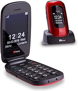 TTfone Lunar Grand Bouton Simple Facile Conception lgante Cas-Flip sans Carte SIM Tlphone Mobile Rouge