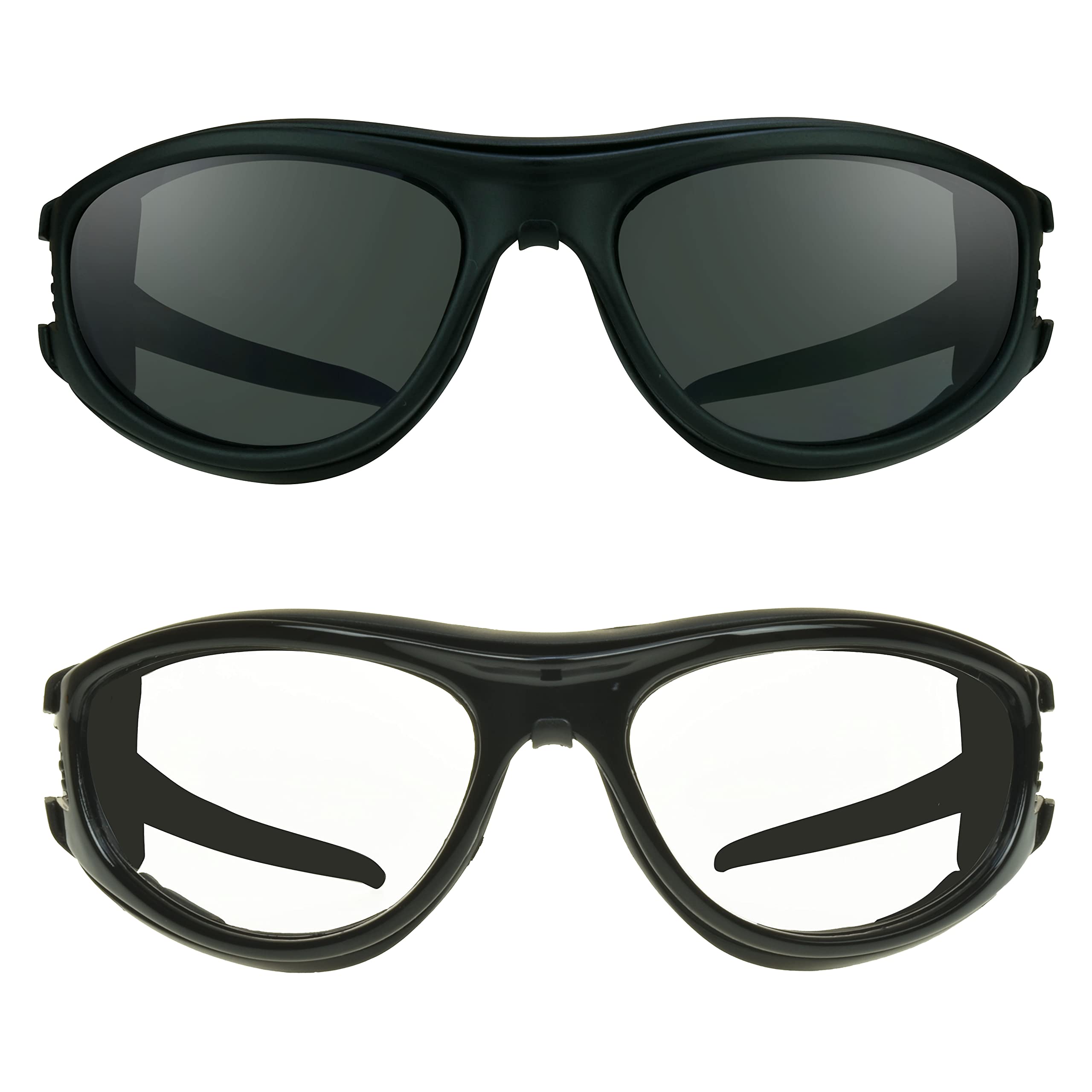 Bikershades Motorcycle Biker Riding Safety Glasses Foam Padded Men Removable Foam Wind and Dust Resistant Smoke & Clear