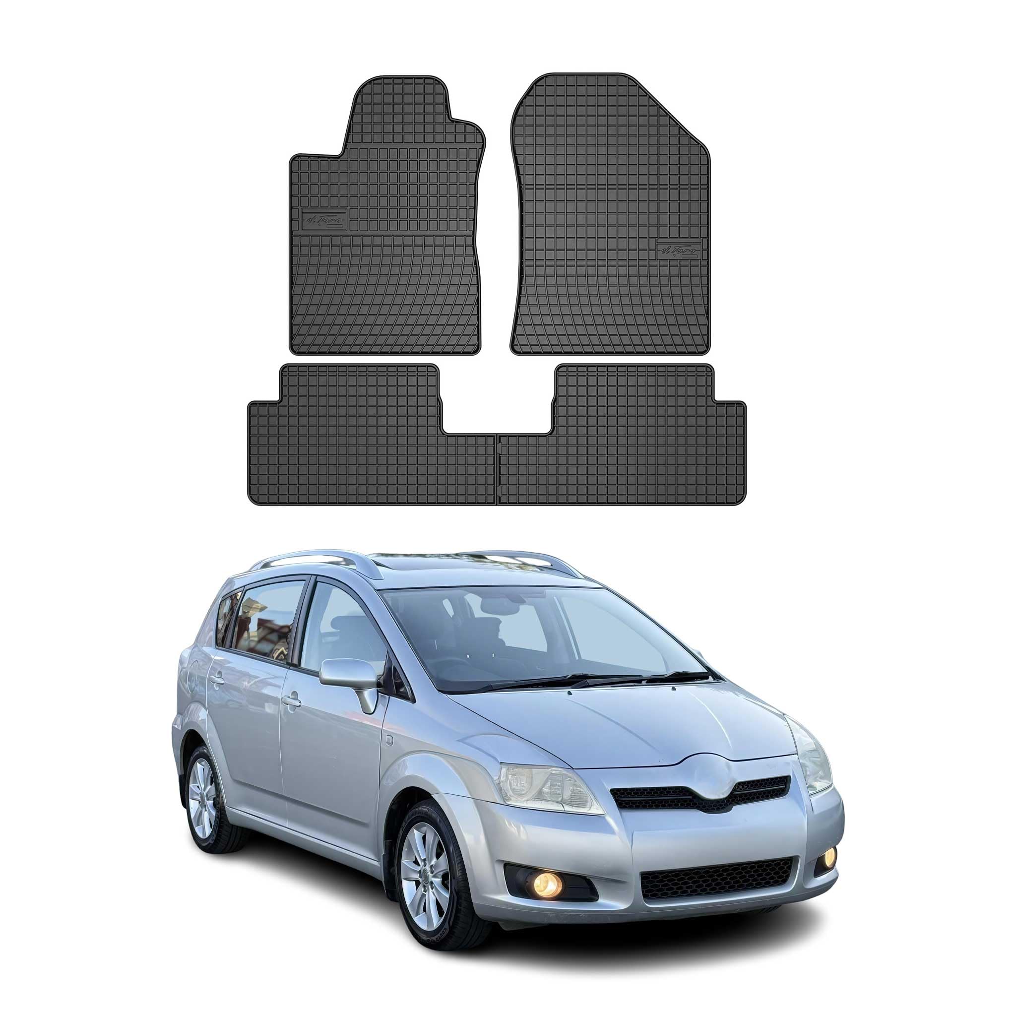 OMAC Gummi Fußmatten kompatibel mit Toyota Corolla Verso 2004-2009 Automatten Schwarz 4X