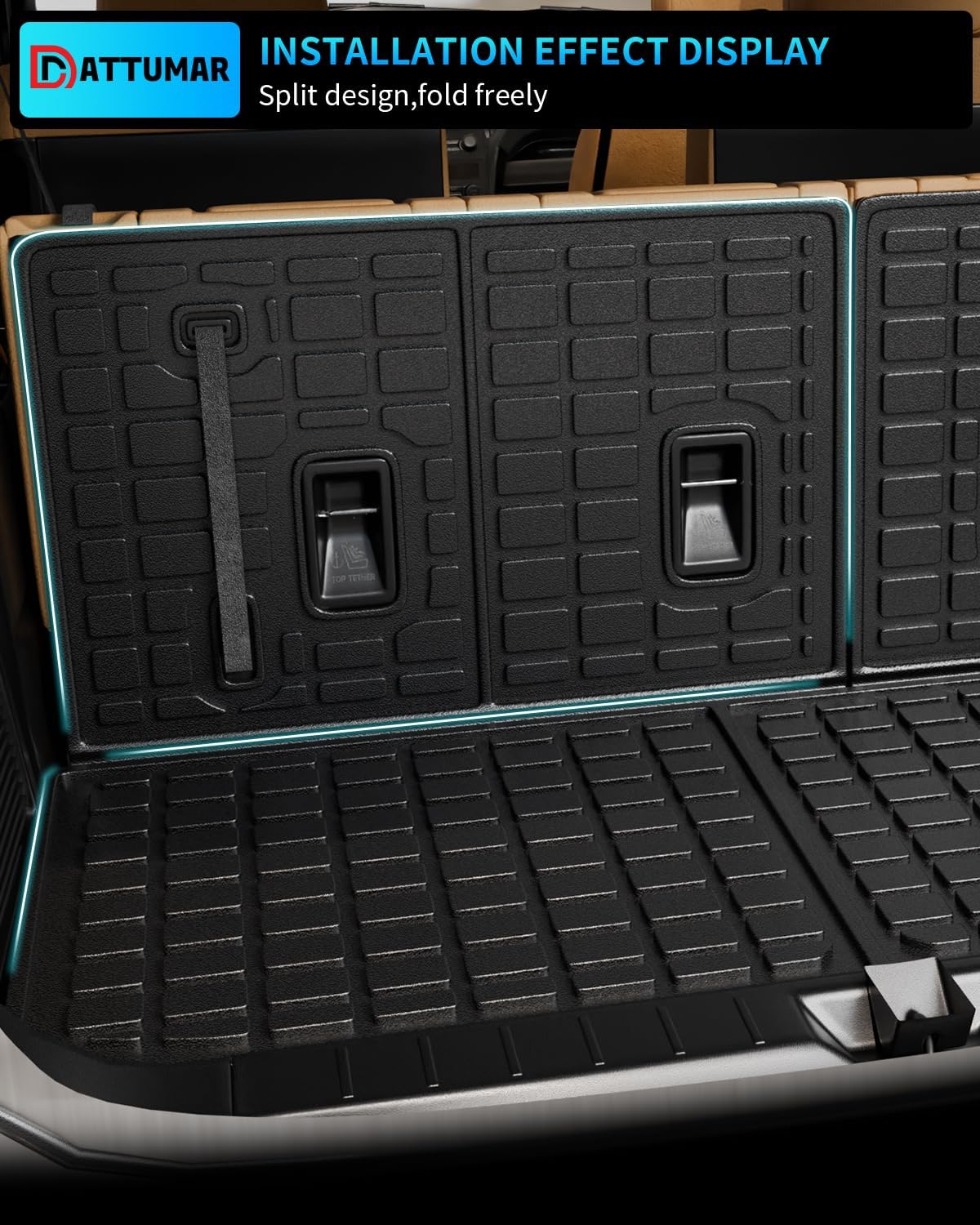 Cargo Liner Compatible with 2019-2025 2026 Subaru Ascent 7&8 Seater Cargo Mat Trunk Mat Cargo Liner All Weather Back Seat Cover 2024 Ascent Accessories (Trunk Mat+3rd Row Backrest Mats) - Image 4