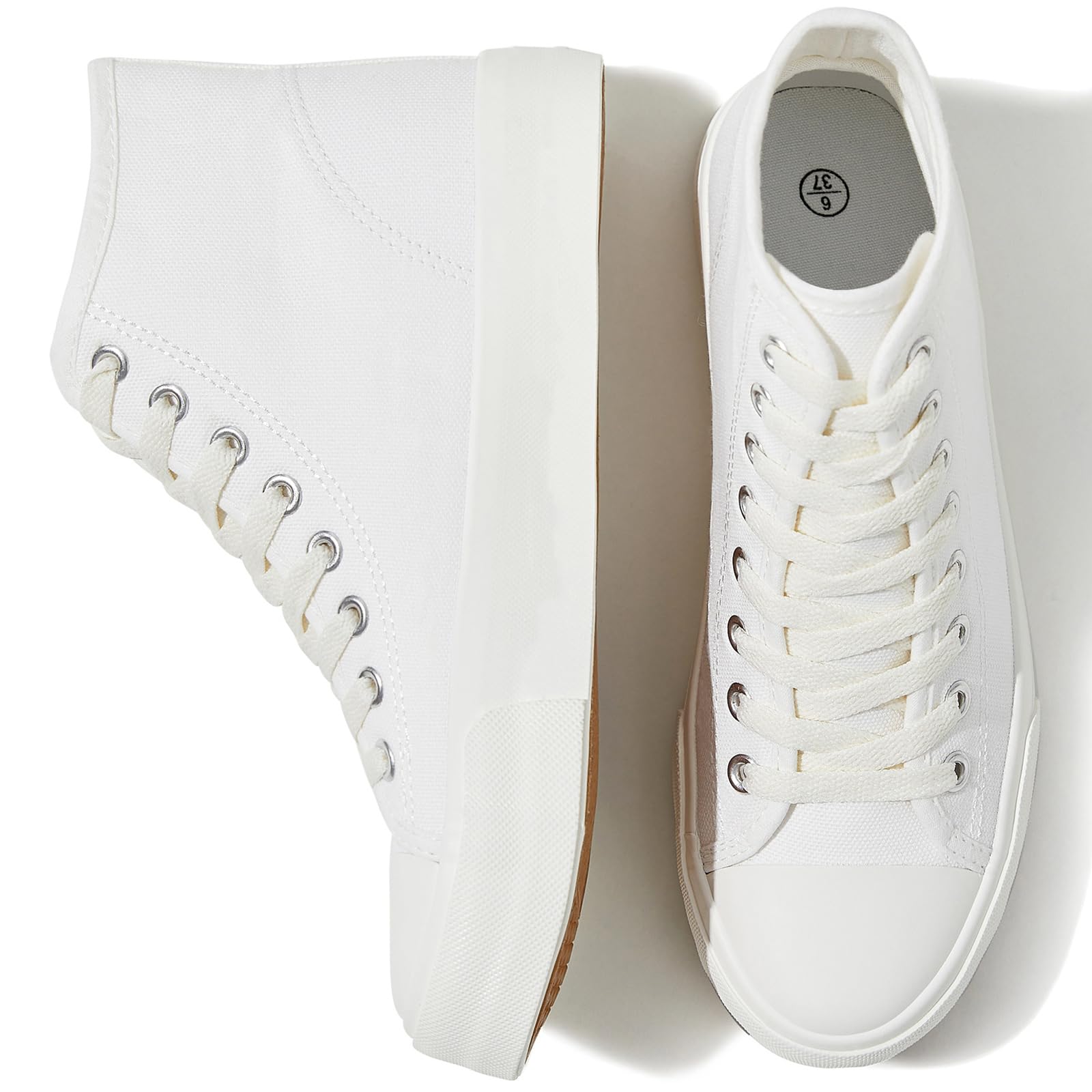 UoidruHigh Top Sneakers for Women Canvas Shoes White Canvas High Tops Women Casual Shoes Lace Up Fashion Sneakers