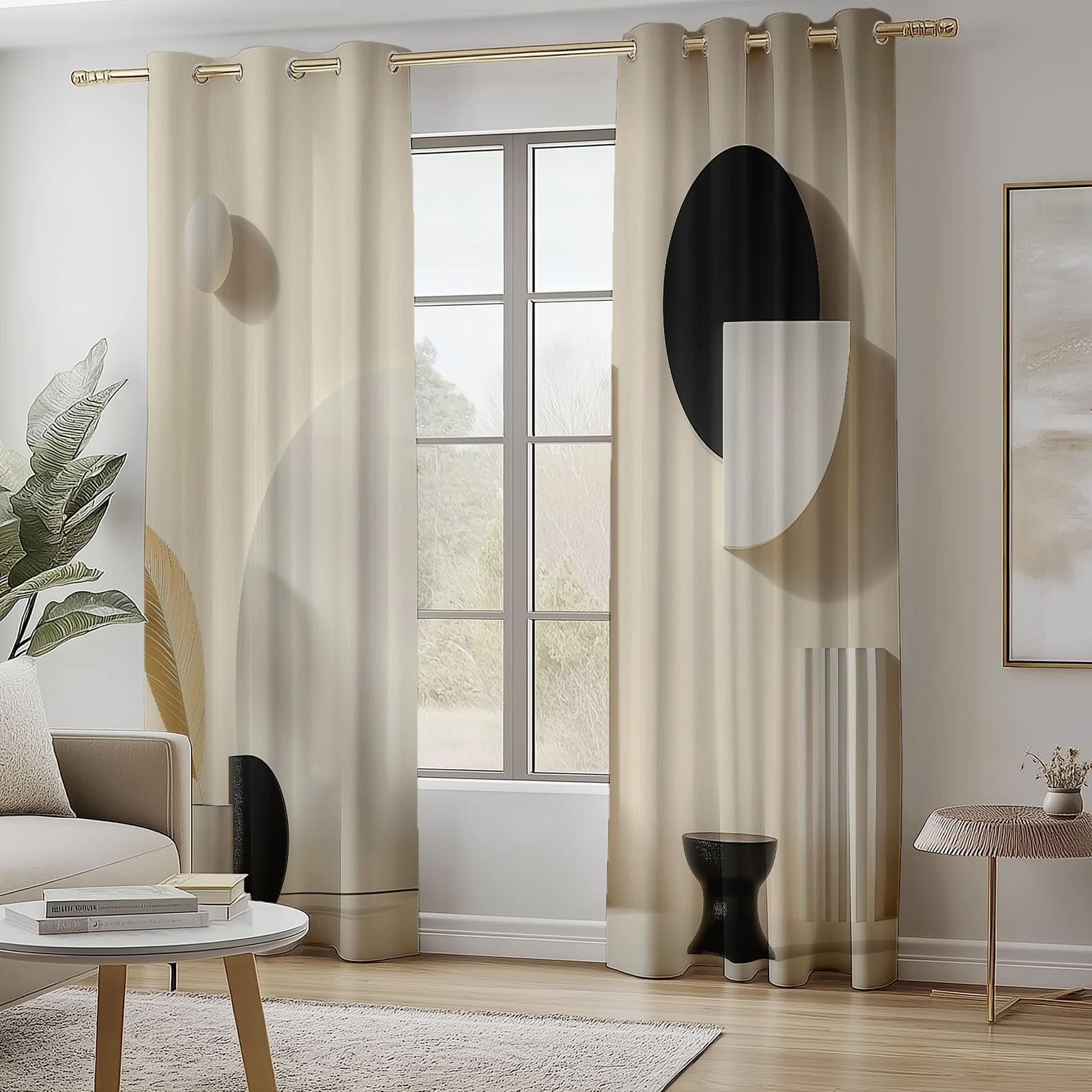Blackout Curtains Bedroom Drawing Elephant Style Geometric Shape Pattern, Geo-Thermal Insulated Energy Efficiency Window Treatment Sets Grommet Drapes for Kids Room 52