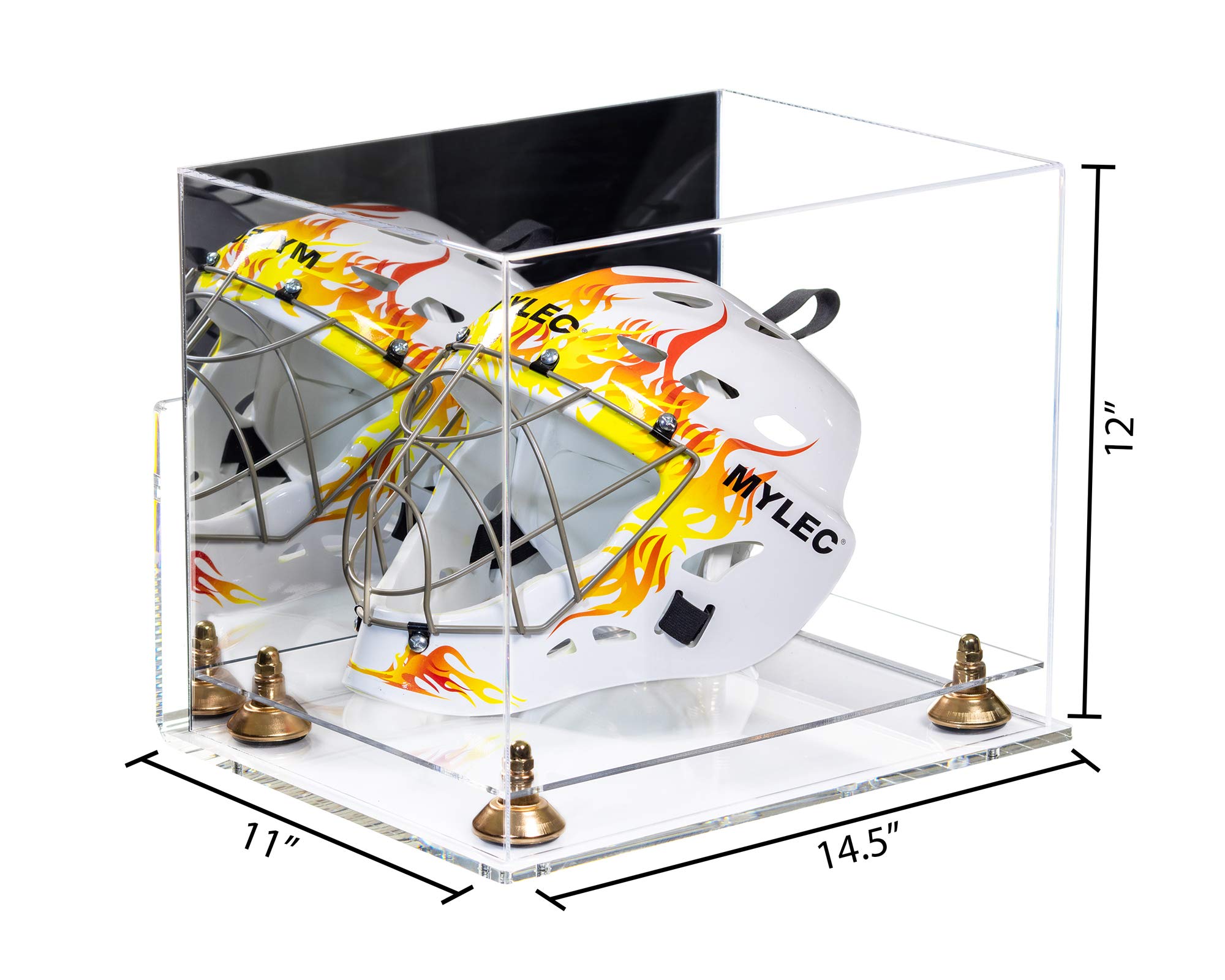 Better Display Cases Versatile Clear Acrylic Display Case - Large Rectangle Box with Mirror Case, Gold Risers, Clear Wall Mount and Clear Base 14.5