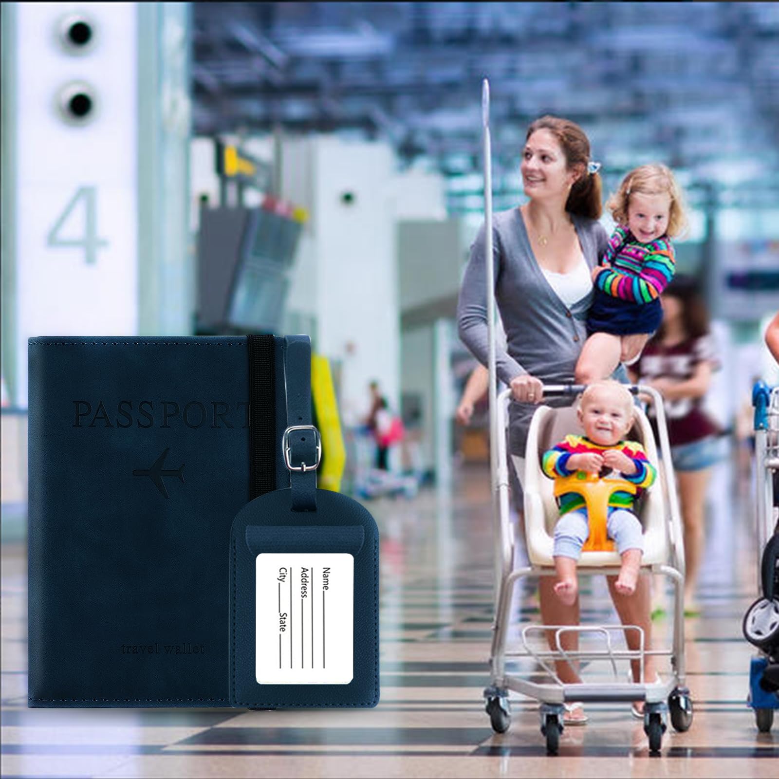 Paszport, karta kredytowa i dokumenty podróżne dla mężczyzn i kobiet, osłona na paszport blokująca RFID, granatowy, Unisex, Klasyczny