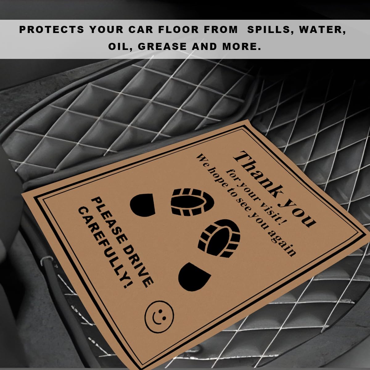 YTFRL 50 PCS Car Paper Floor Mats 16 x 20 Inch Disposable Car Floor Protector with Shoe Print — view 6