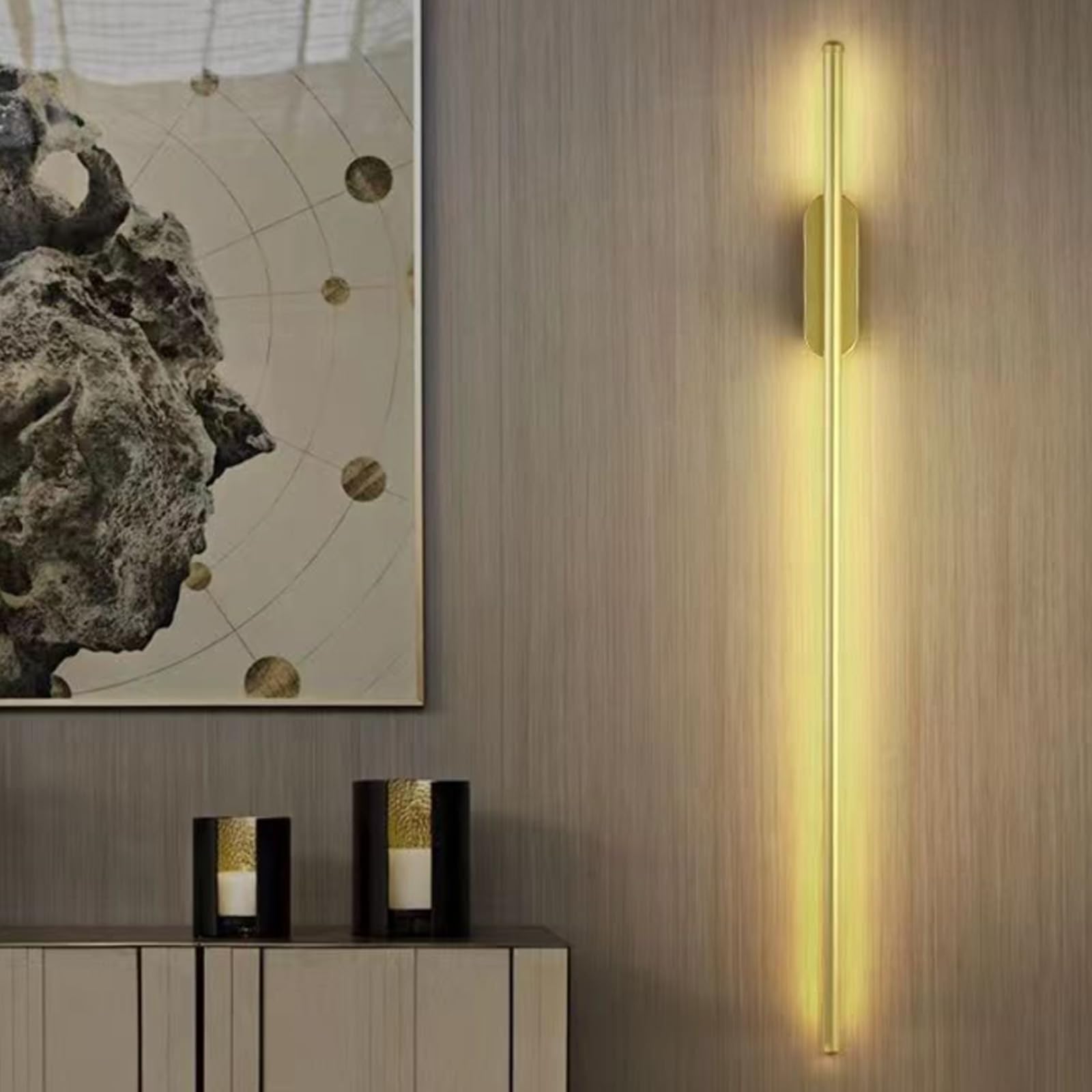 HCZKIUJY LED Wall Sconce - Long Ambient Wall Light, Modern Wall Lamp for Living Room, Hallway, Cloakroom, Bedroom, Corridor, Office, Hotel (Gold Warm Light-150cm)