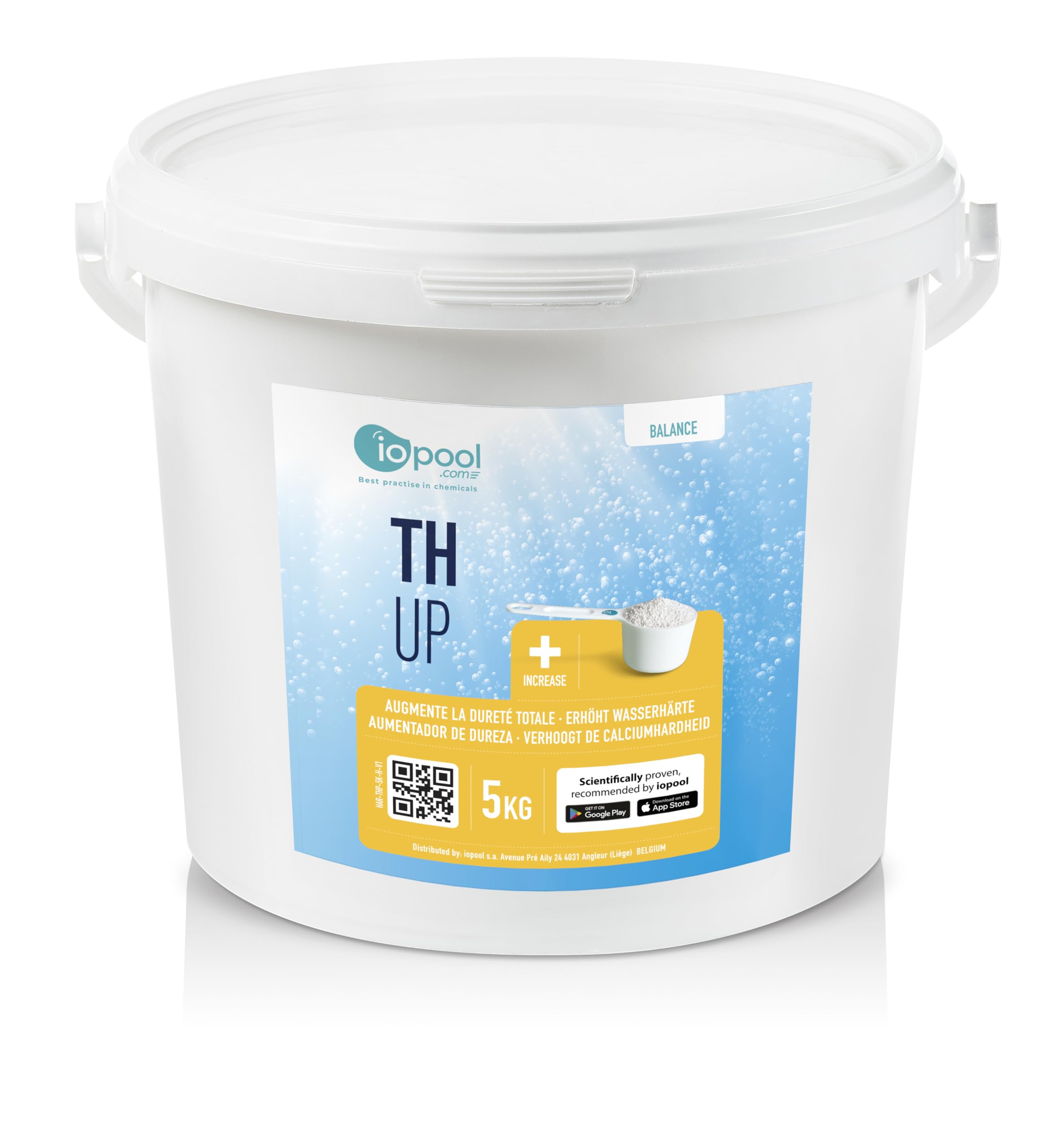 IOPOOL – Poudre TH+ - Augmentation Dureté Eau Piscine ou Spa – Haute Concentration – Appli Dédiée – 5 kg