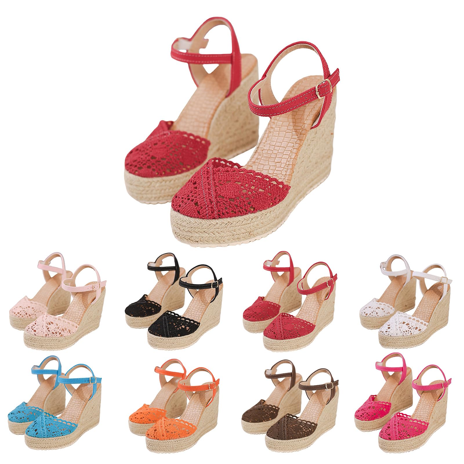 Generico Sandales Femme Compensé Confortables LéGèRes AntidéRapantes Semelle Souple Respirantes Chaussures Femme éTé éLéGantes Mules Support Coupe Large Ville Vacances