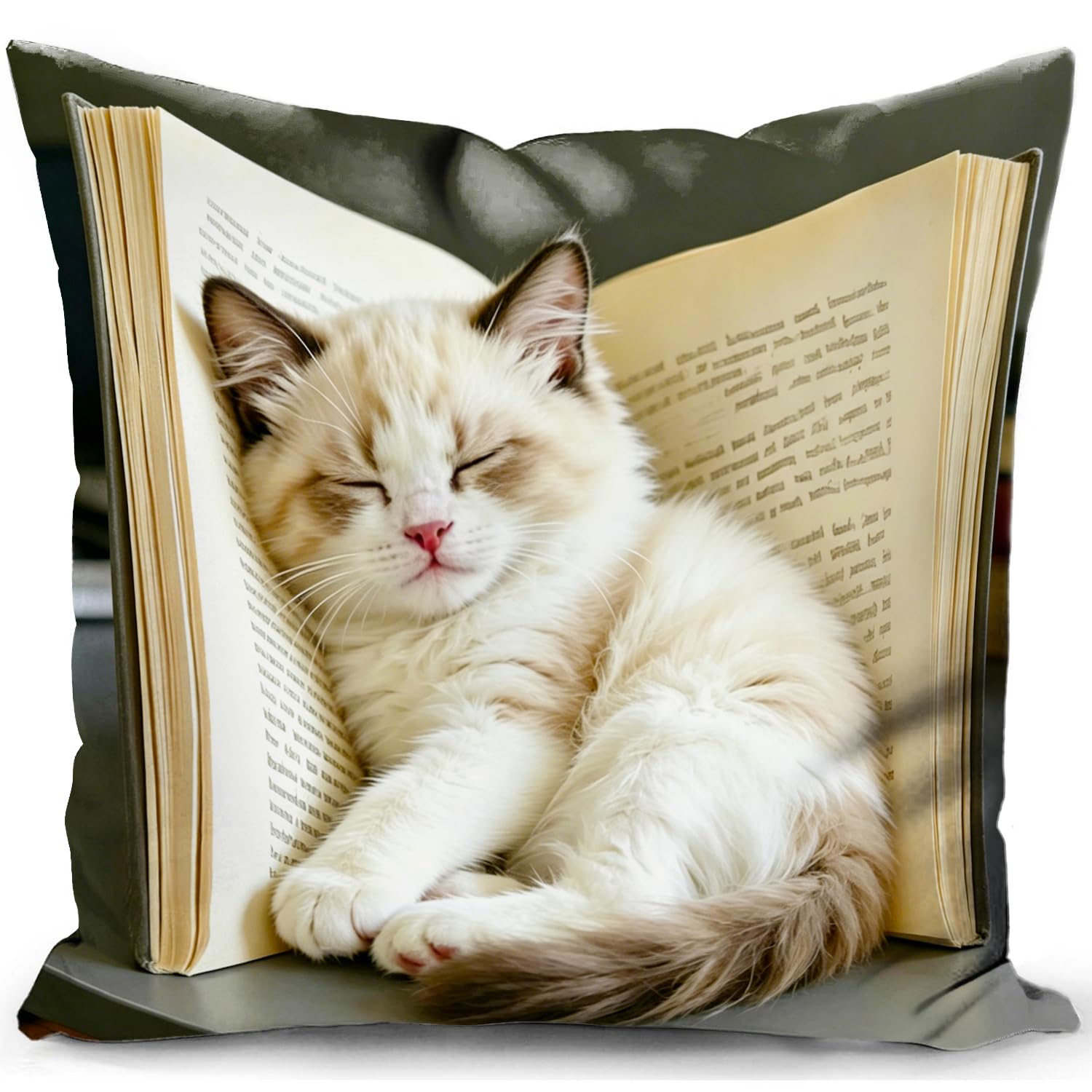 KUNQIAN Cat Cushion Cover for Cat Lovers Women Pillow Decor for Home Living Room Couch Bed Sofa 18"x18"