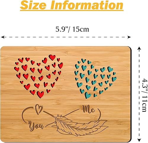 Miniatura 7 de Tarjetas de felicitación de bambú hechas a mano con recortes de bambú para esposa, marido, novia, ella, él, aniversario, amigos, familia, regalo