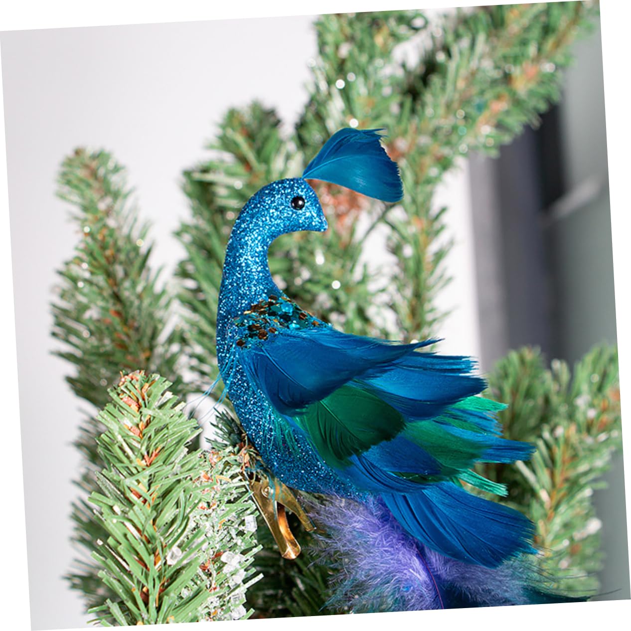 TOPBATHY 2stücke Pfauen-weihnachtsbaumdeko Aus Glitzernder Vogelschmuck Zum Anclipsen Dekoration Für Baum Weihnachtsbaumschmuck