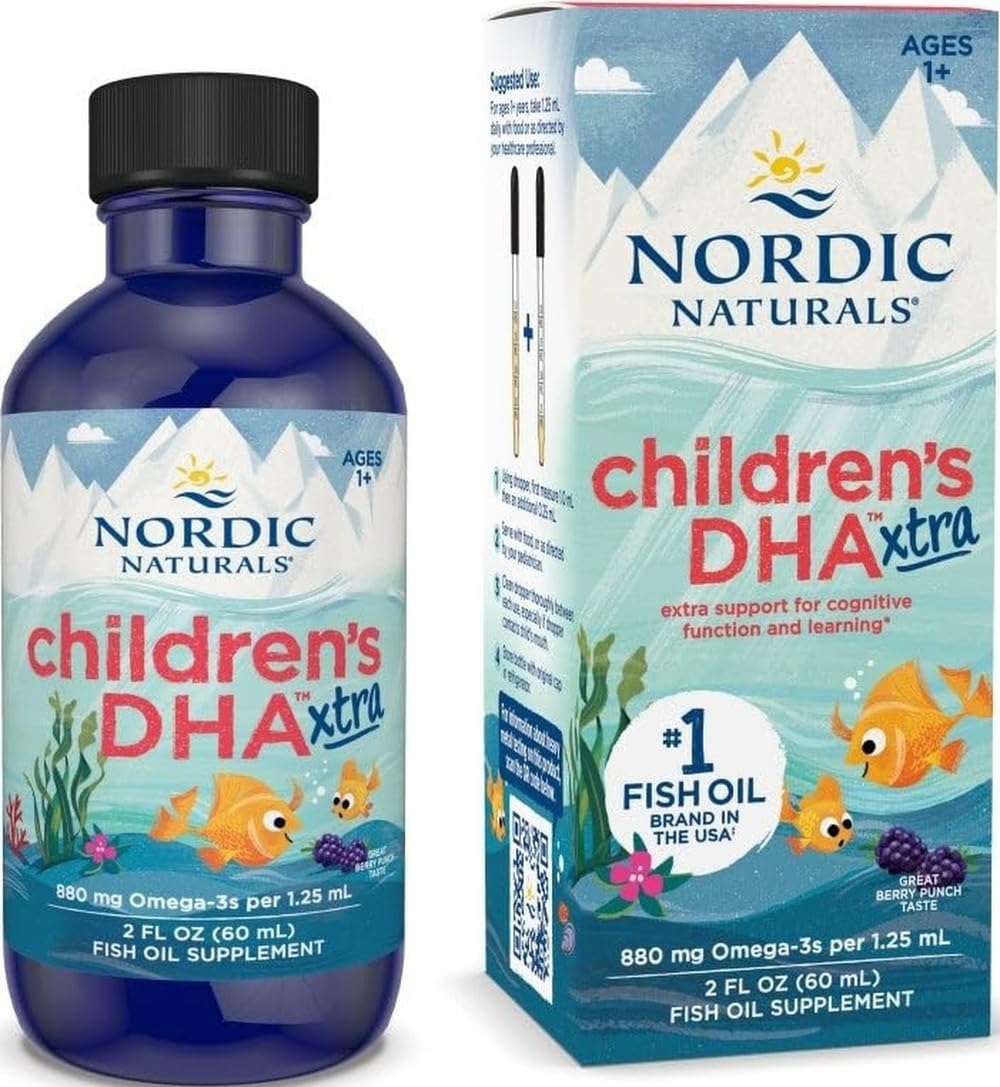 Nordic Naturals Children’s DHA Xtra, Berry Punch - 2 oz for Kids - 880 mg Total Omega-3s with EPA & DHA - Cognitive & Immune Function, Learning, Social Development - Non-GMO - 48 Servings 2 Fl Oz (Pack of 1)