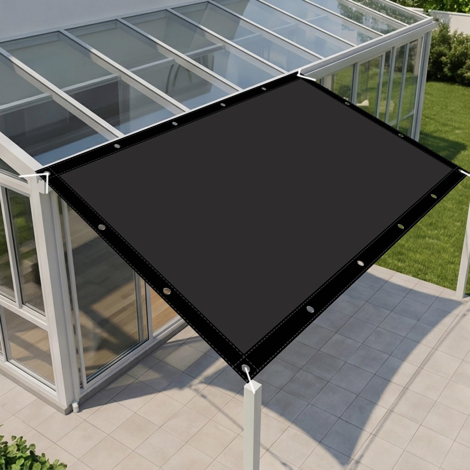 Żagiel zacieniający żagiel wodoodporny prostokątny 300 x 390 cm wodoodporny żagiel przeciwsłoneczny zewnętrzny taras odporny na warunki atmosferyczne na podwórko do ogrodu, czarny