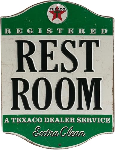 Texaco - Letrero de metal en relieve para baño, diseño vintage de Texaco para baño, registrado y extra limpio