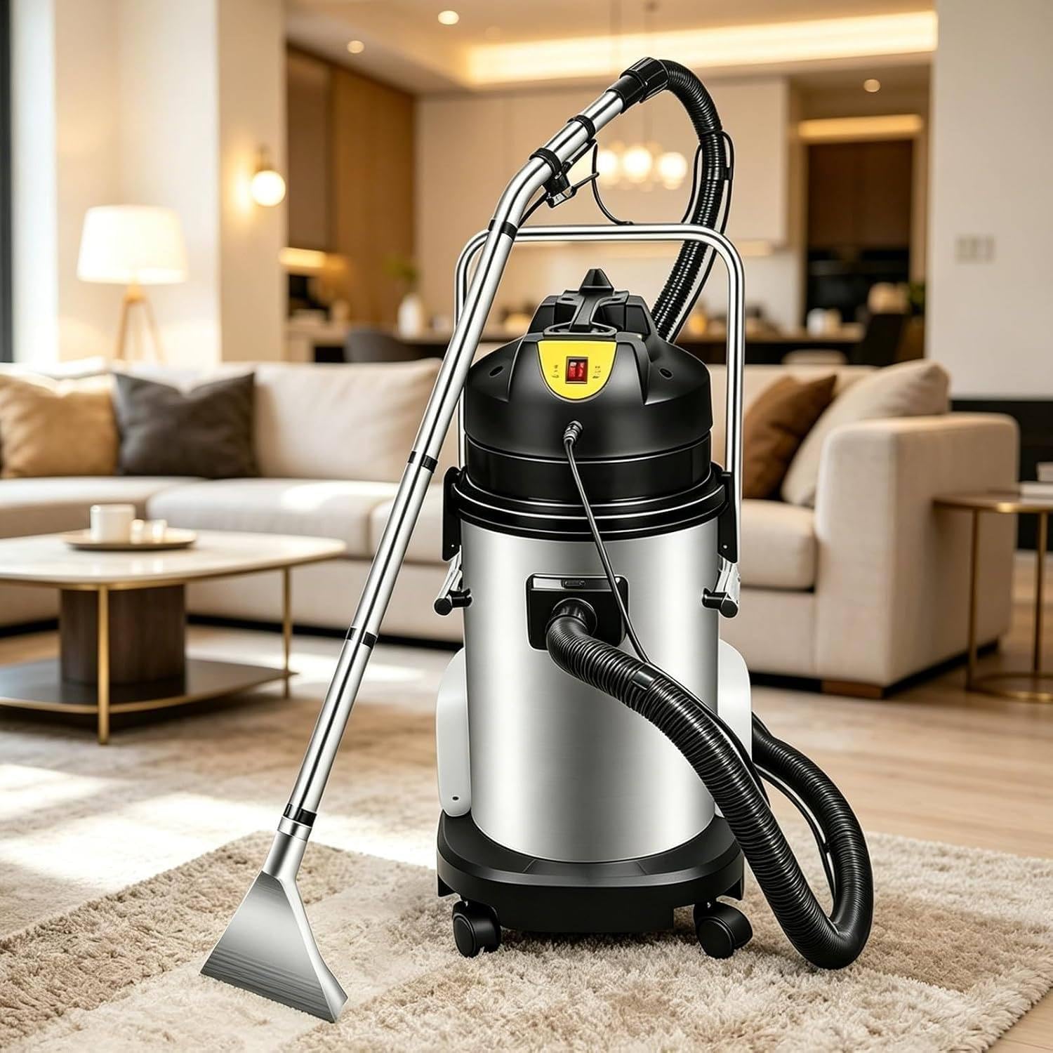 Limpiador de Alfombras Profesional 3 en 1, Inyector Extractor 1034W 20L | 230 mbar de Aspiración, 87 PSI de Pulverización, Depósito de Agua Limpia 10 L y Accesorios para Alfombras, Sofás y Coches