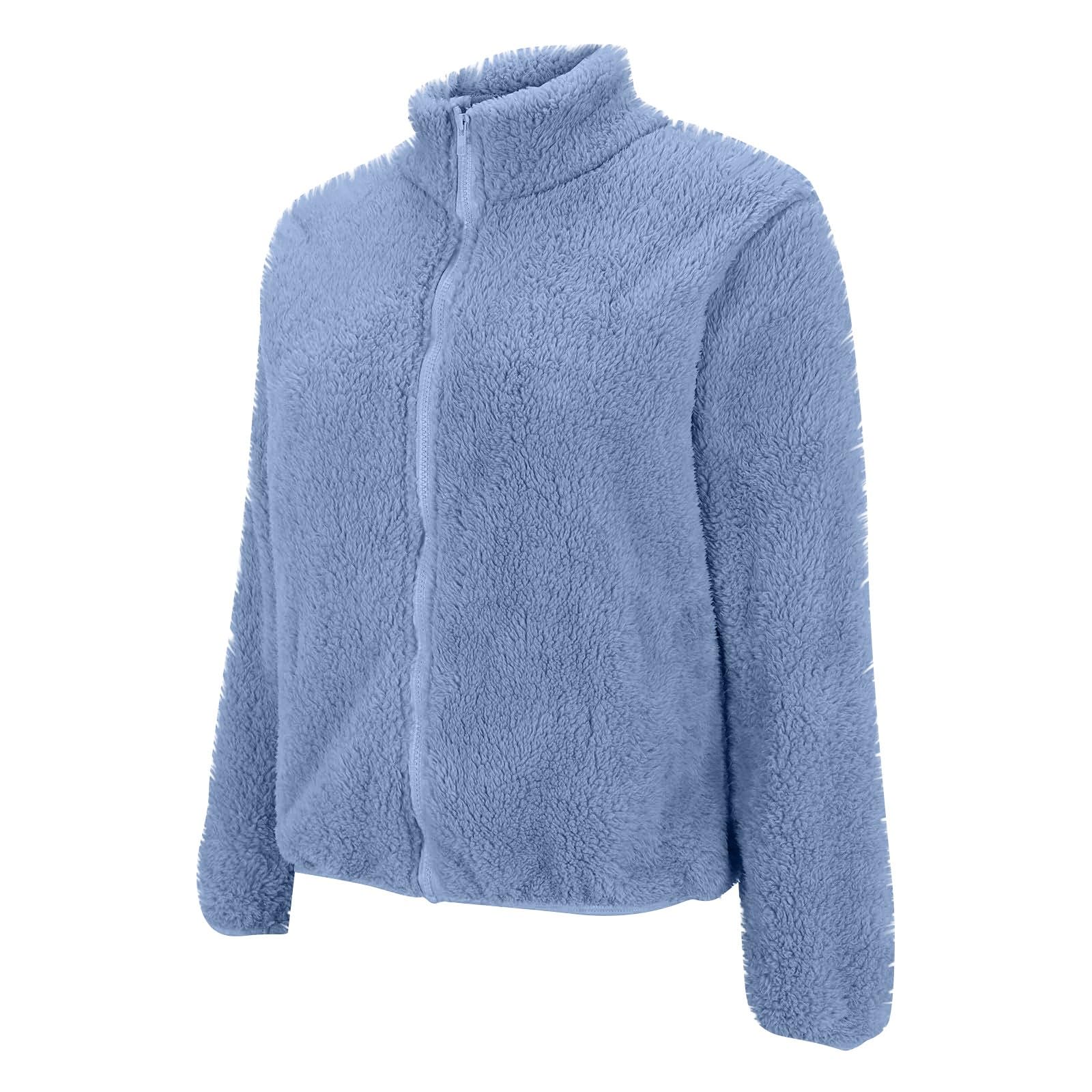 Veste Polaire Femme Chaud Manteaux sans Capuche Hiver Sweat Zippé pour Femme en Polaire Couleur Unie Leger Veste Ado Fille Pas Cher