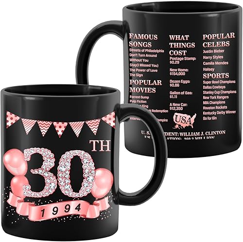 MiCa - Regalos de cumpleaños para mujeres, taza de 30 cumpleaños con información de la antigüedad de 1994, regalos de 30 cumpleaños, decoraciones de disponible en Yaxa Peru