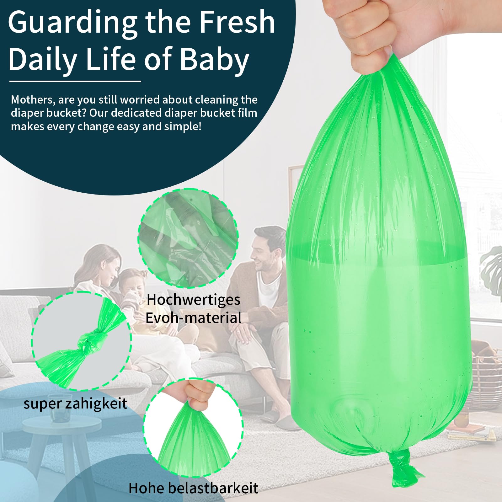 10 Contenedor de Pañales, Papelera Pañales Bebe, Para Tommee Tippee Recambios, Contenedor Pañales, Compatible con todos para Sangenic Tec para Simplee Sangenic para Twist & Click(verde)