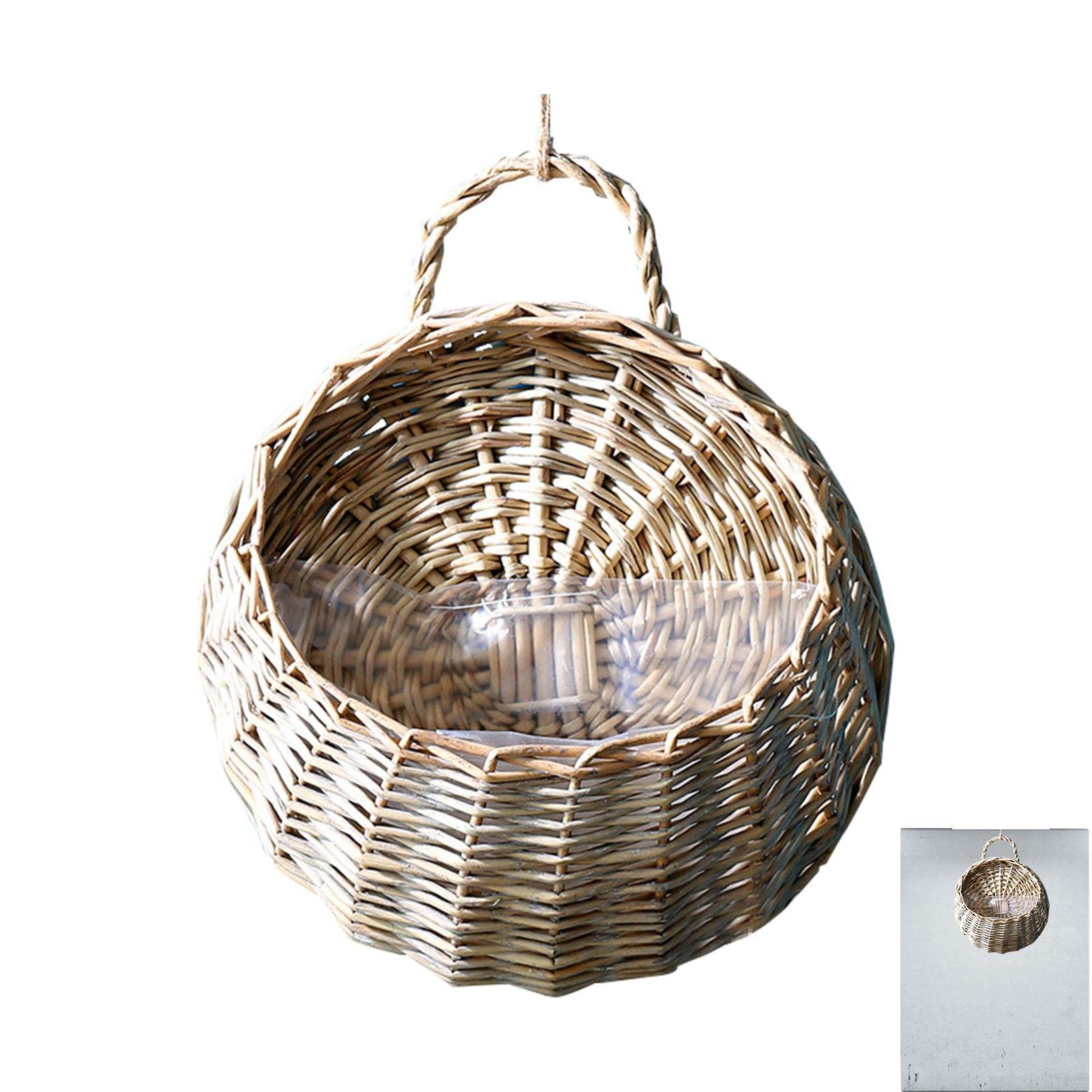 Aznever Wicker Rattan Flower Basket | Handmade Woven Hanging Basket | Woven Wicker Baskets For Wall Hanging, Storage Container Plant Basket For Wall Decor