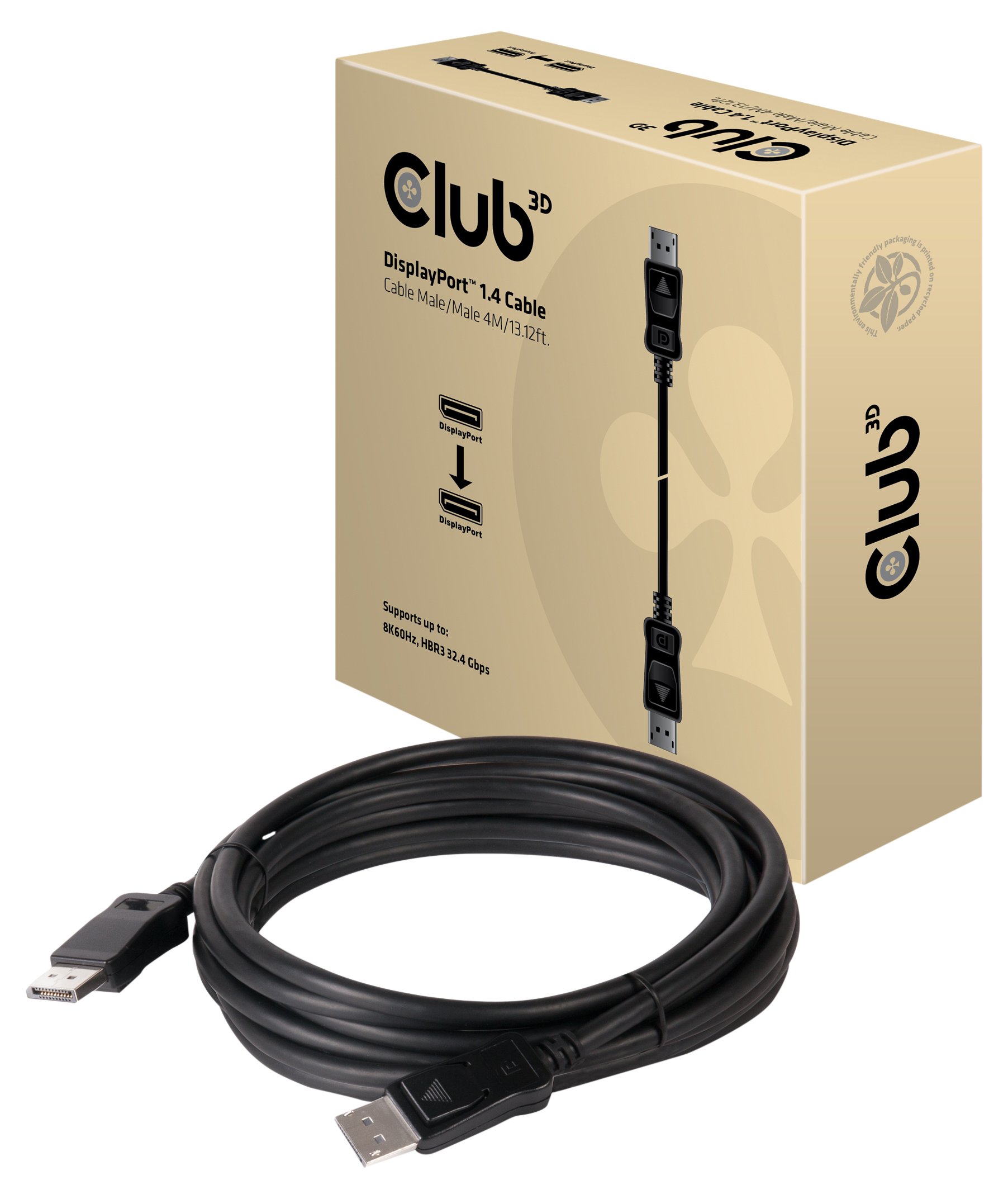 Club3D DisplayPort-Kabel DPort1.4 > DPort1.2 32,4Gb St/St 4m retail