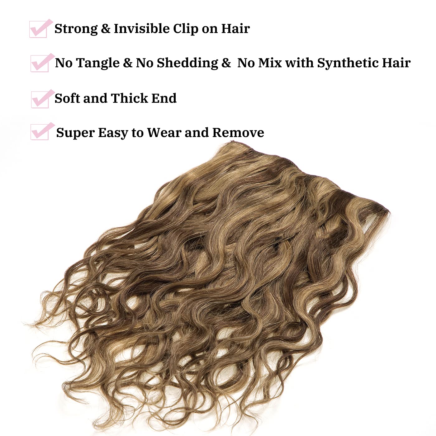 Natural Wavy Human Hair Clip-In Extensions 20 Inch Double Weft Amazon.com : Loxxy Clip in Human Hair Extensions 20inch  main image 2