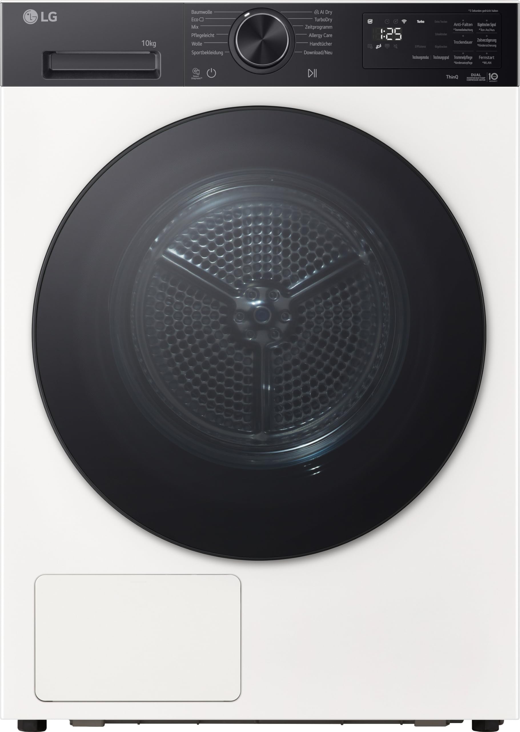 LG RT10X7P Wärmepumpen-Trockner (10 kg, Energieklasse C) mit AI Dry, TurboDry, selbstreinigendem Kondensator und ThinQ, Weiß