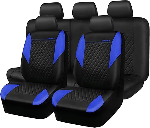 CAR PASS Fundas de asiento de cuero - Funda de asiento de automóvil acolchada universal con esponja compuesta de 0.197 in en el interior, compatible