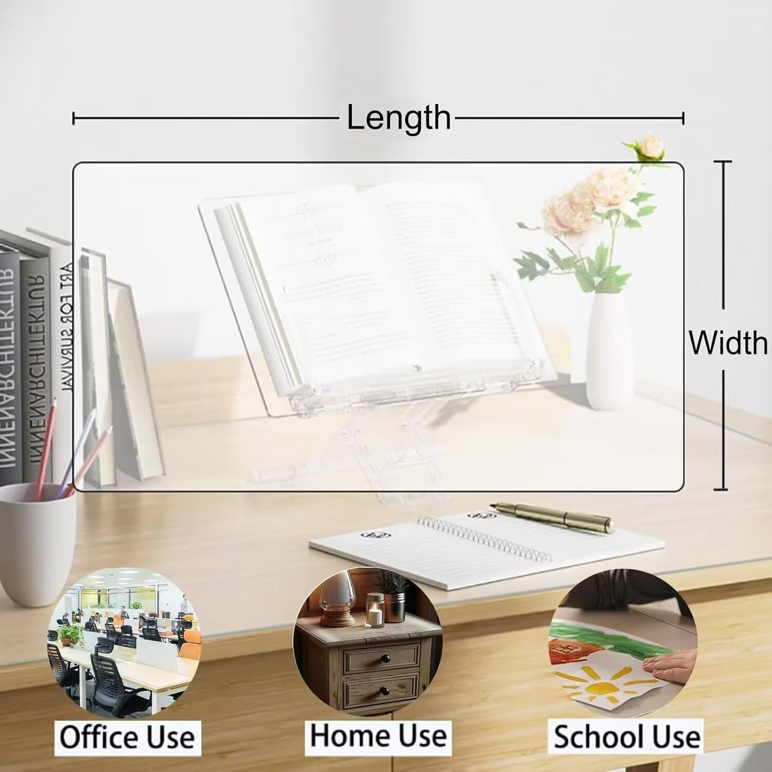 24 x 45 Inch Clear Plastic Dining Room Table Protector Tablecloth Desk Pad Mat Wooden Furniture Coffee Glass End Bed Sofa Side Bar Bistro Dinner Table Cloth Top Protection Cover Waterproof PVC Vinyl
