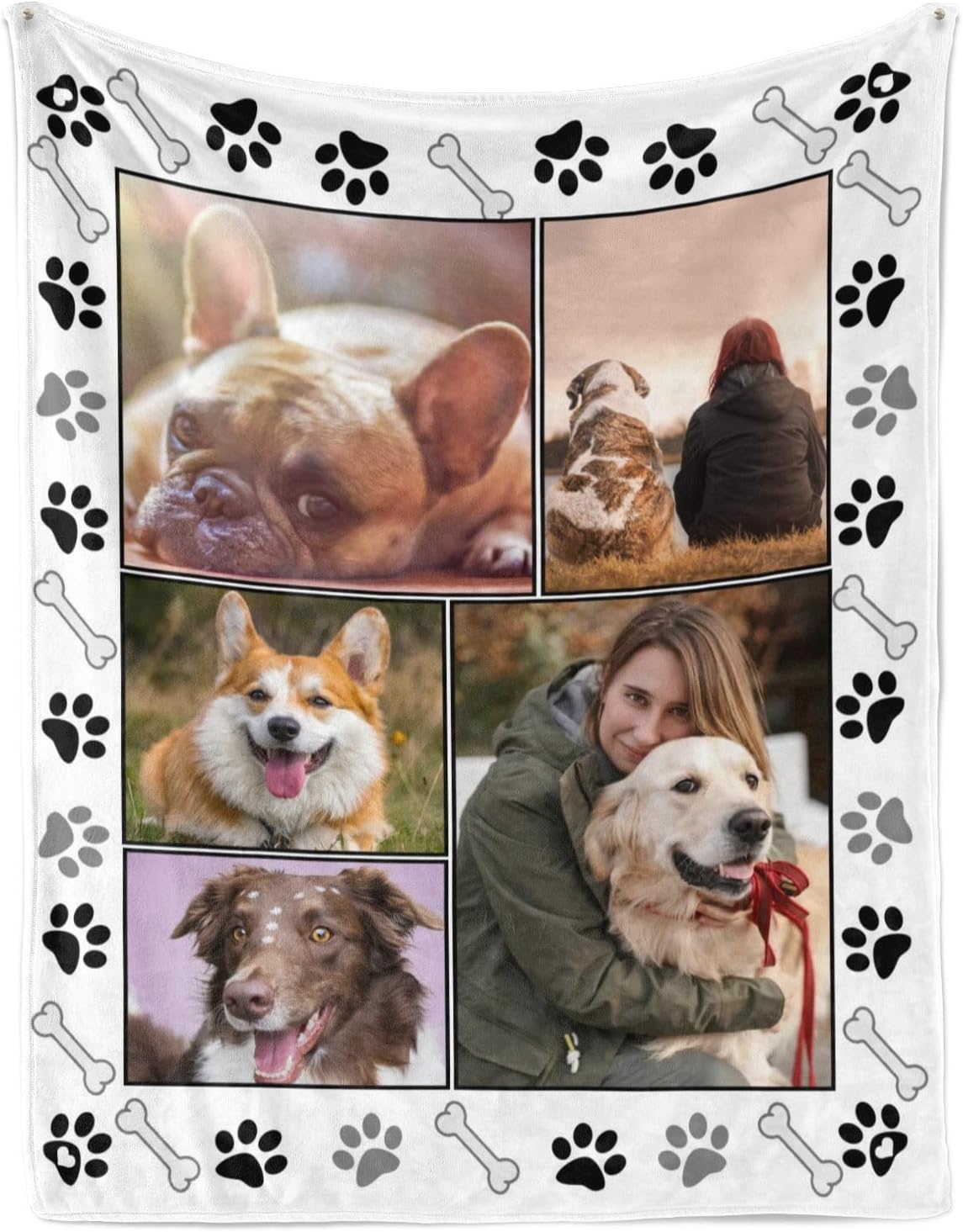 Dr.TOUGH Personalized Dog Memorial Gifts Custom Photo Blanket Pet Loss Gifts Dog Memorial Blanket Cat Memorial Blanket Sympathy Gifts with Picture for Dog（5 Photo）