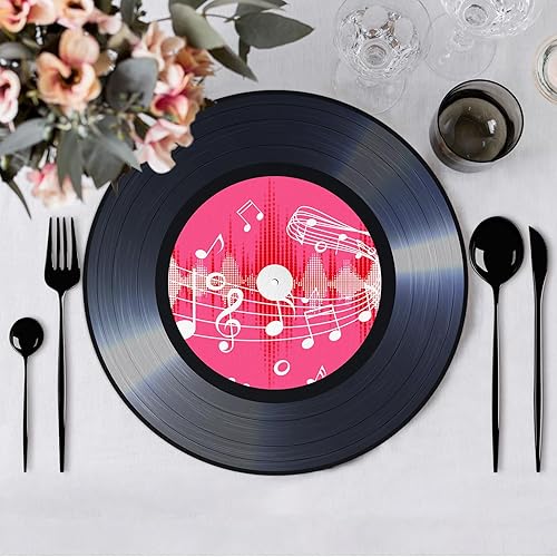Miniatura 4 de 60 manteles individuales desechables de papel de disco de 13.7 pulgadas, manteles individuales de vinilo de rock and roll, manteles individuales de