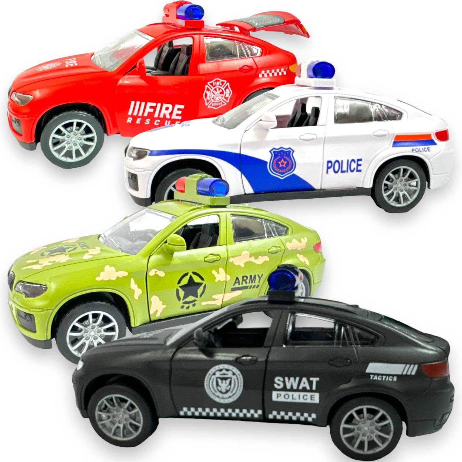 TD Creations Police Army Fire Rescue Swat Vehicle Set, 1:43 Scale, Plastic, Friction Powered, Car and Boat, 2 Doors and Boot Openable (Set of 4 Cars Coast Guard, Police, Army, Fire Vehicles) (B0DCVHMQYM) Amazon Price History, Amazon Price Tracker