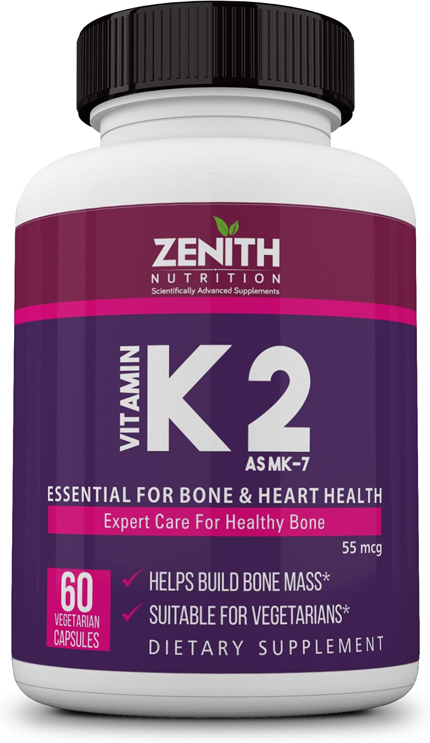 Vitamin K2 as MK7-55 mcg - 60 Veg Capsules | Supports Bones| Promotes Heart Health