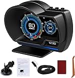 OBD2 Head Up Display for Car, HUD Speedometer for Car with OBD2 GPS Digital Speedometer Dual System Car Speedometer MPH with Water TEM, Volt, Mileage, Overspeed & Fatigue Driving Alarm, RPM