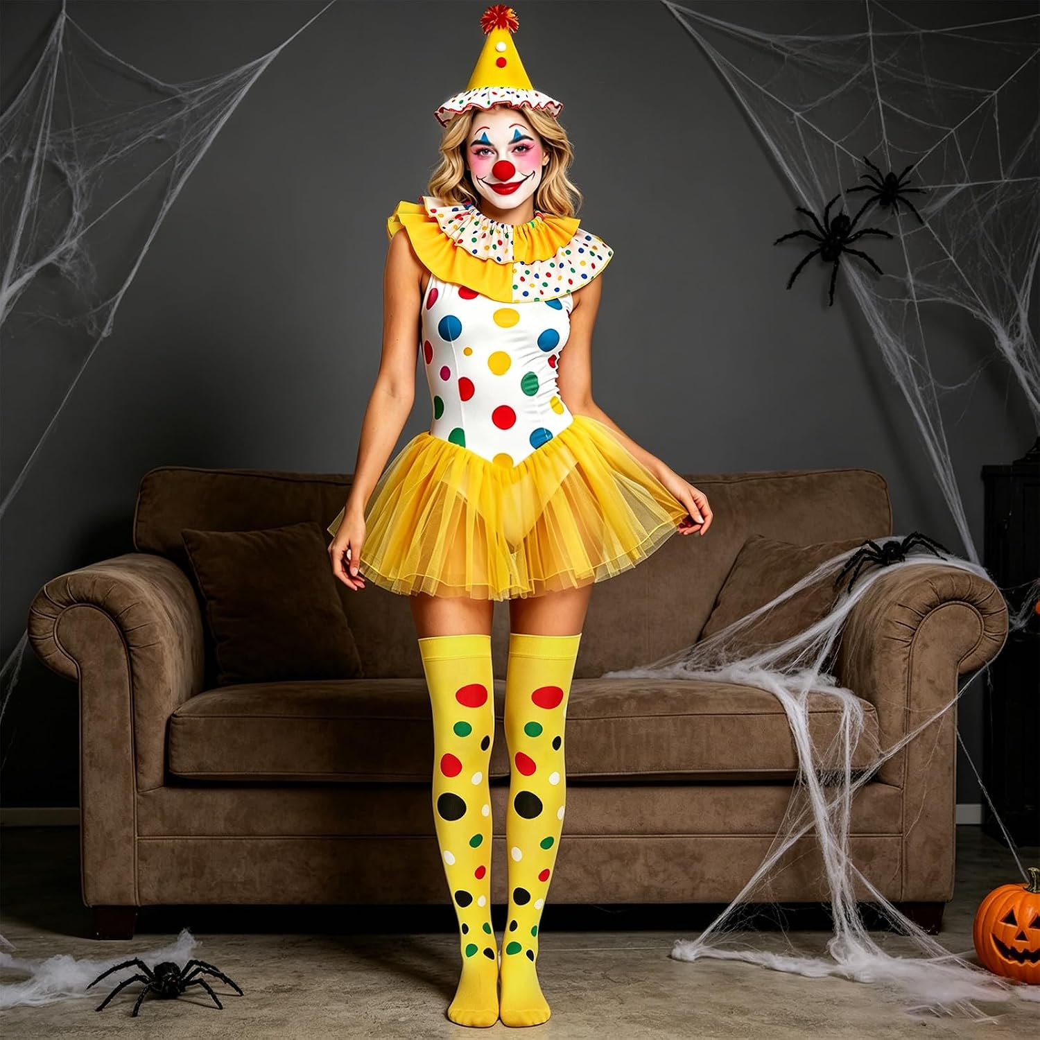 3 Pcs Halloween Clown Costume Set for Women