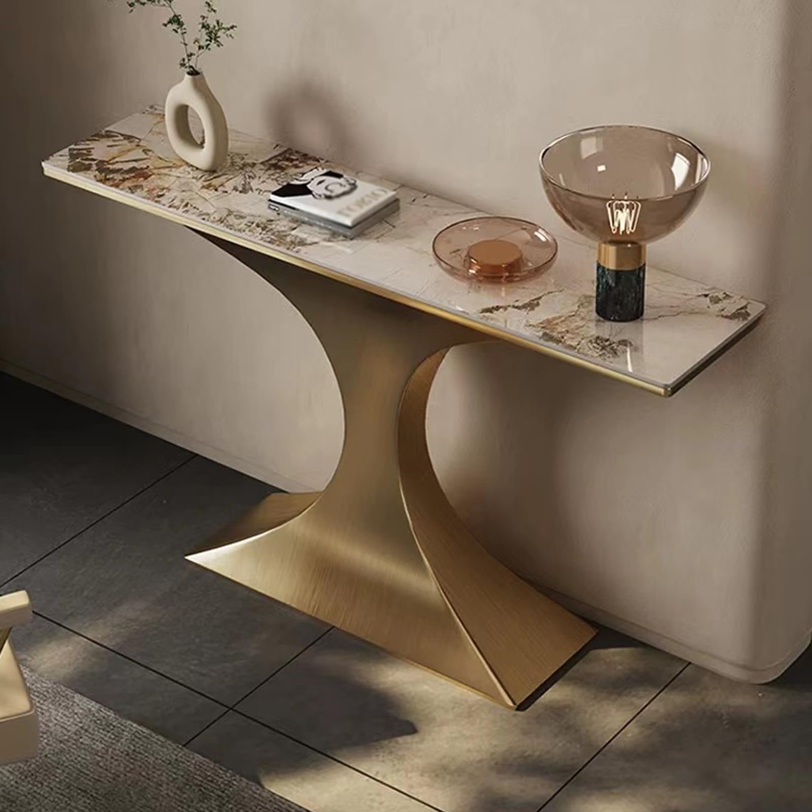 Console Table for Entryway with Storage, Entryway Table, Sofa Table, Hallway Table, Console Table, Accent Table, for Living Room, Hallway, Foyer (Gold, 150cm/59in)
