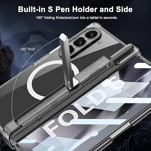 Miniatura 129 de DOOTOO - Funda para Samsung Galaxy Z Fold 6 con soporte de anillo, Z Fold6 S Pen con soporte y cubierta deslizante para cámara y protector