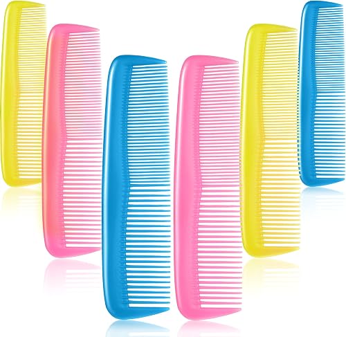 Leinuosen 12 Pieces Colorful Hair Combs for Men Plastic Fine Tooth Comb Dressing Comb Pocket Small Mini Combs for Kids Women(Pink, Yellow, Blue)