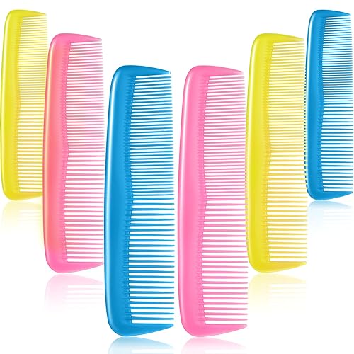 Miniatura 13 de Leinuosen Juego de 12 piezas de peines de bolsillo de plástico de dientes finos para peinado para mujeres y hombres, Peines para cabello (Cian-azul)