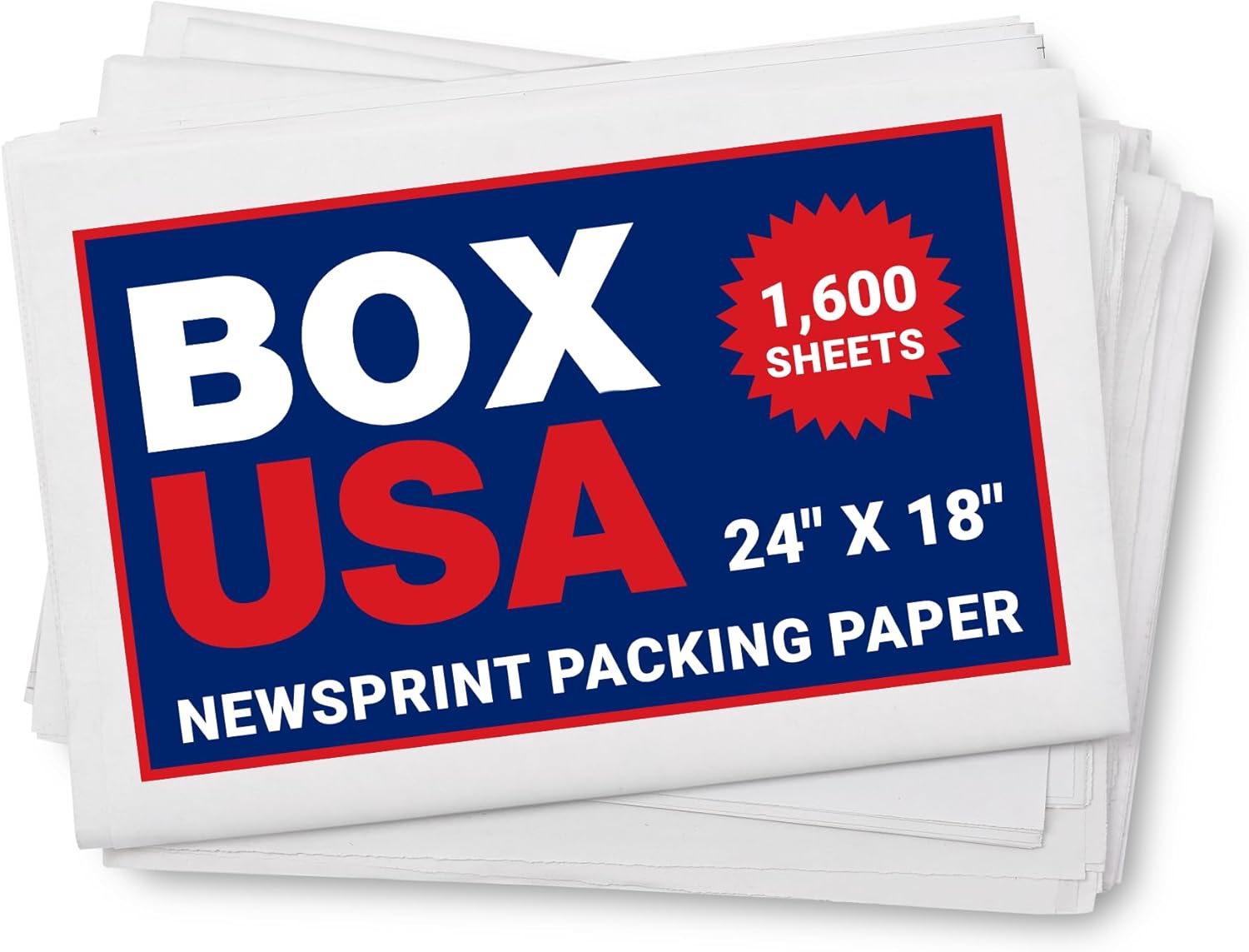 Box USA Newsprint Packing Paper Sheets 1,600 Sheets (50 lbs.) Pre-Cut 24 x 18 Large Packing Paper Sheets for Moving, Shipping  Storage, Perfect Moving Supplies
