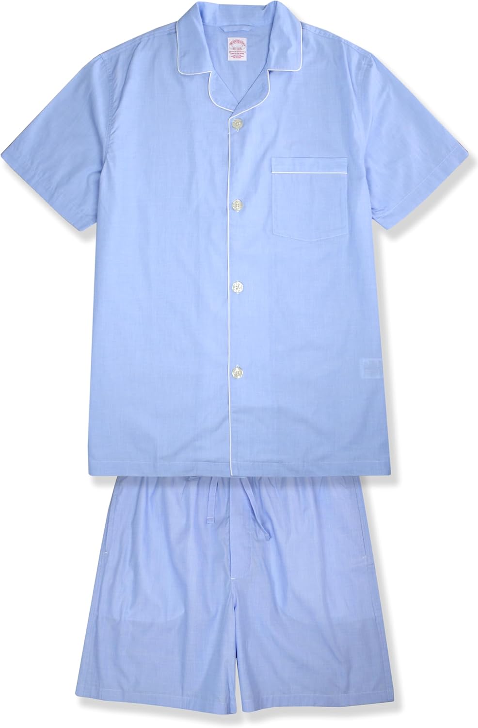 Brooks Brothers Mens Two Piece Pajama Short Sleeve Shirt and Shorts Lounge Set,
