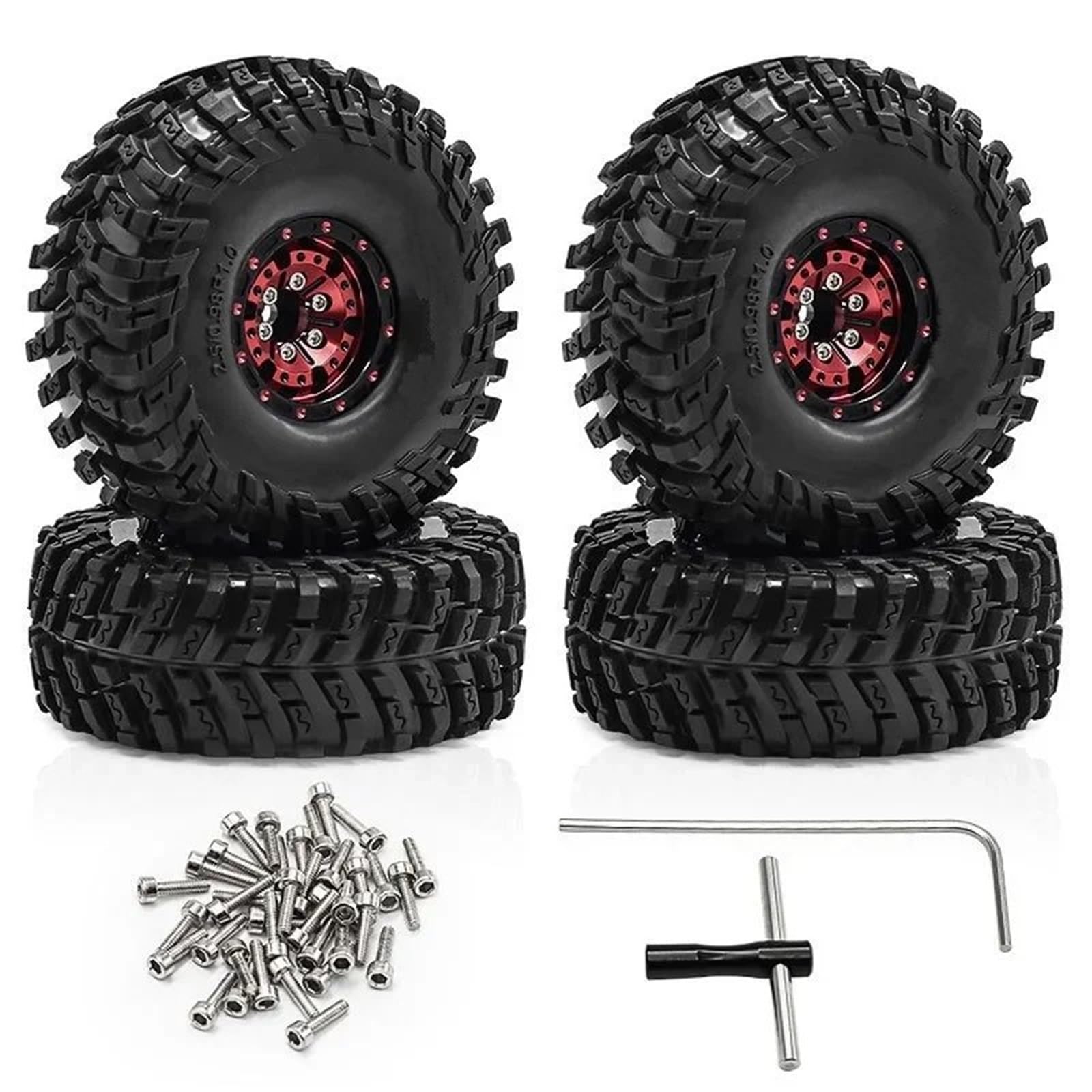 Für Axial Für SCX24 AX24 Für TRX4M Für FCX24 1/18 Schwarz Messing 1,0 "Beadlock Rad Reifen Set RC Crawler Auto RC Zubehör