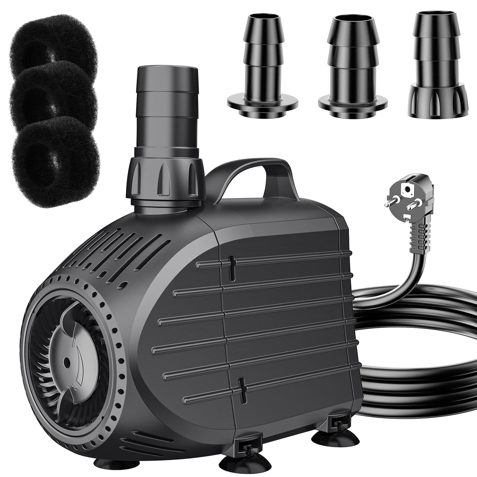 Billing Ultralekka pompa do oczka wodnego z filtrem, 80 W, 4500 l/h, pompa do fontanny, pompa do akwarium, do stawu, fontanny, pompa głębinowa do fontann, pompa do fontann i fontann