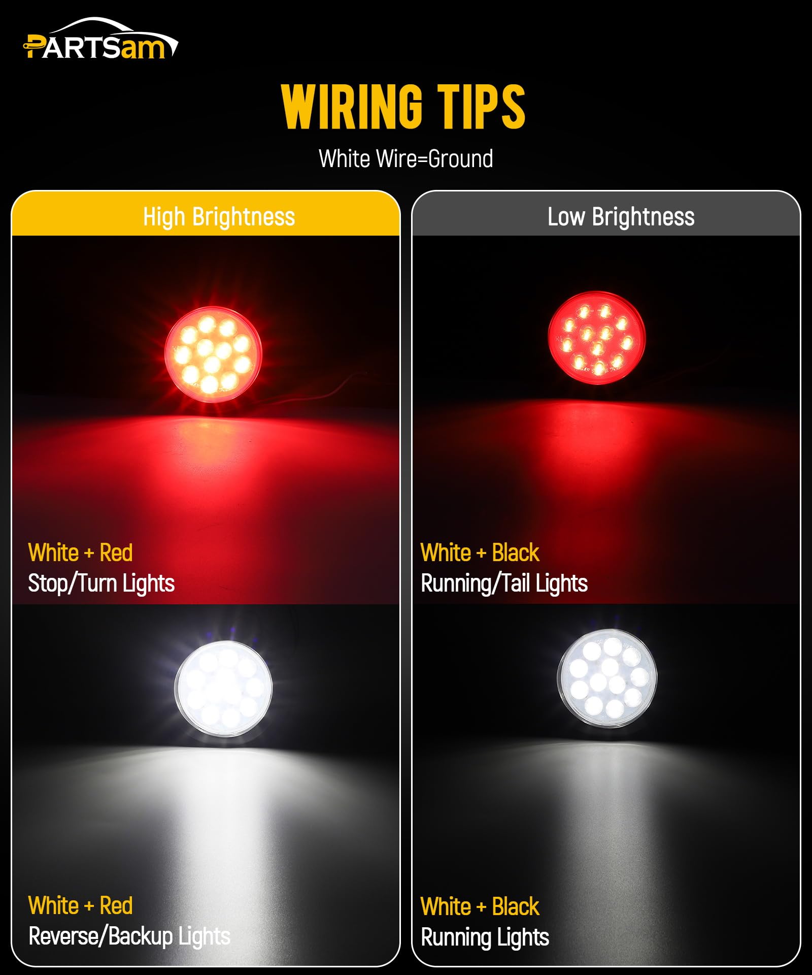 Snapklik.com : Partsam 6Pcs 4 Inch Round LED Trailer Tail Lights Kit ...
