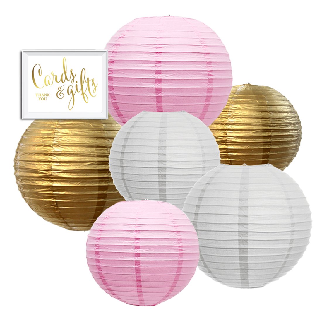 Andaz Press Hanging Paper Lantern Party Decor Trio Kit With Gold