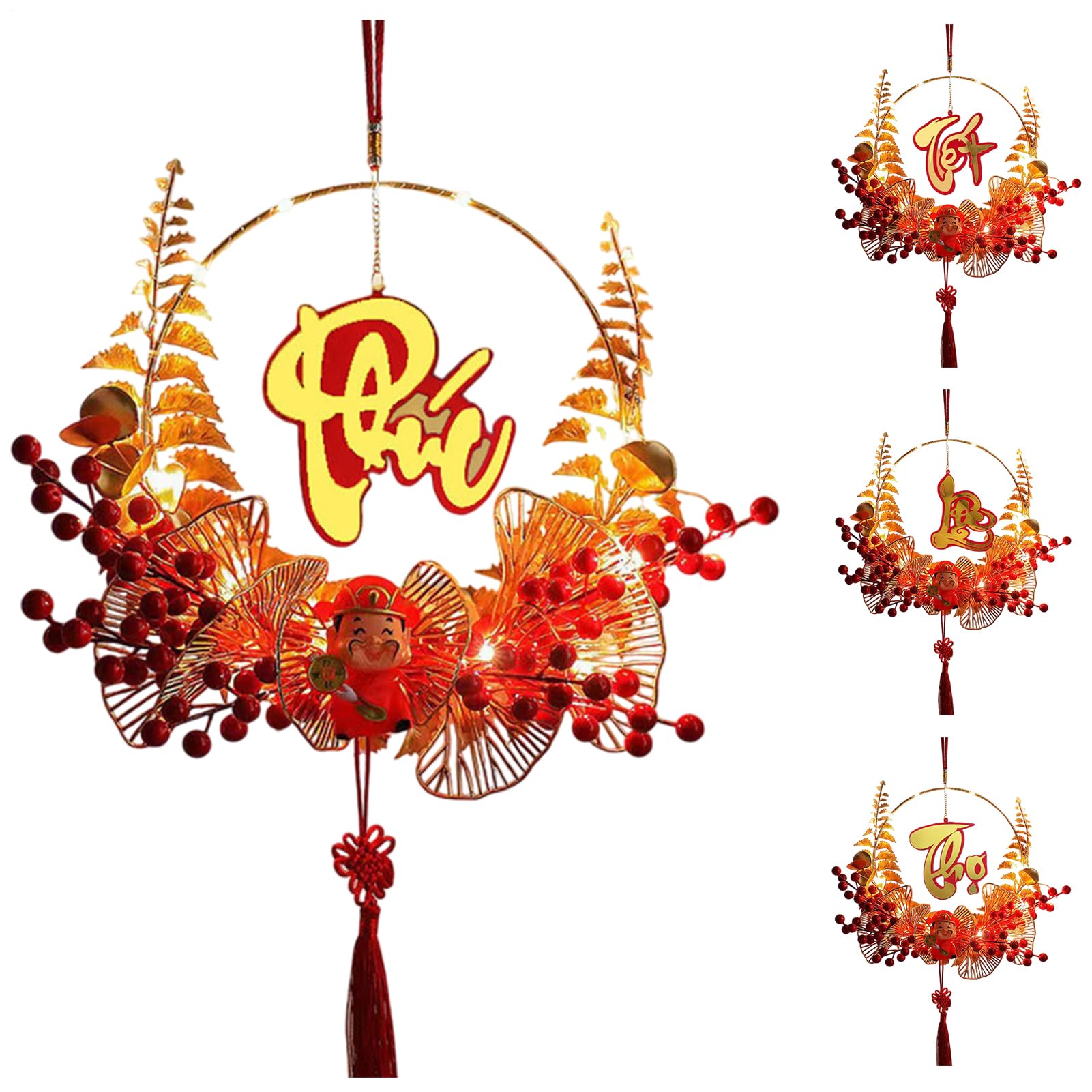 Décoration lumineuse pour le Nouvel An vietnamien et ambiance festive sur votre porte d'entrée