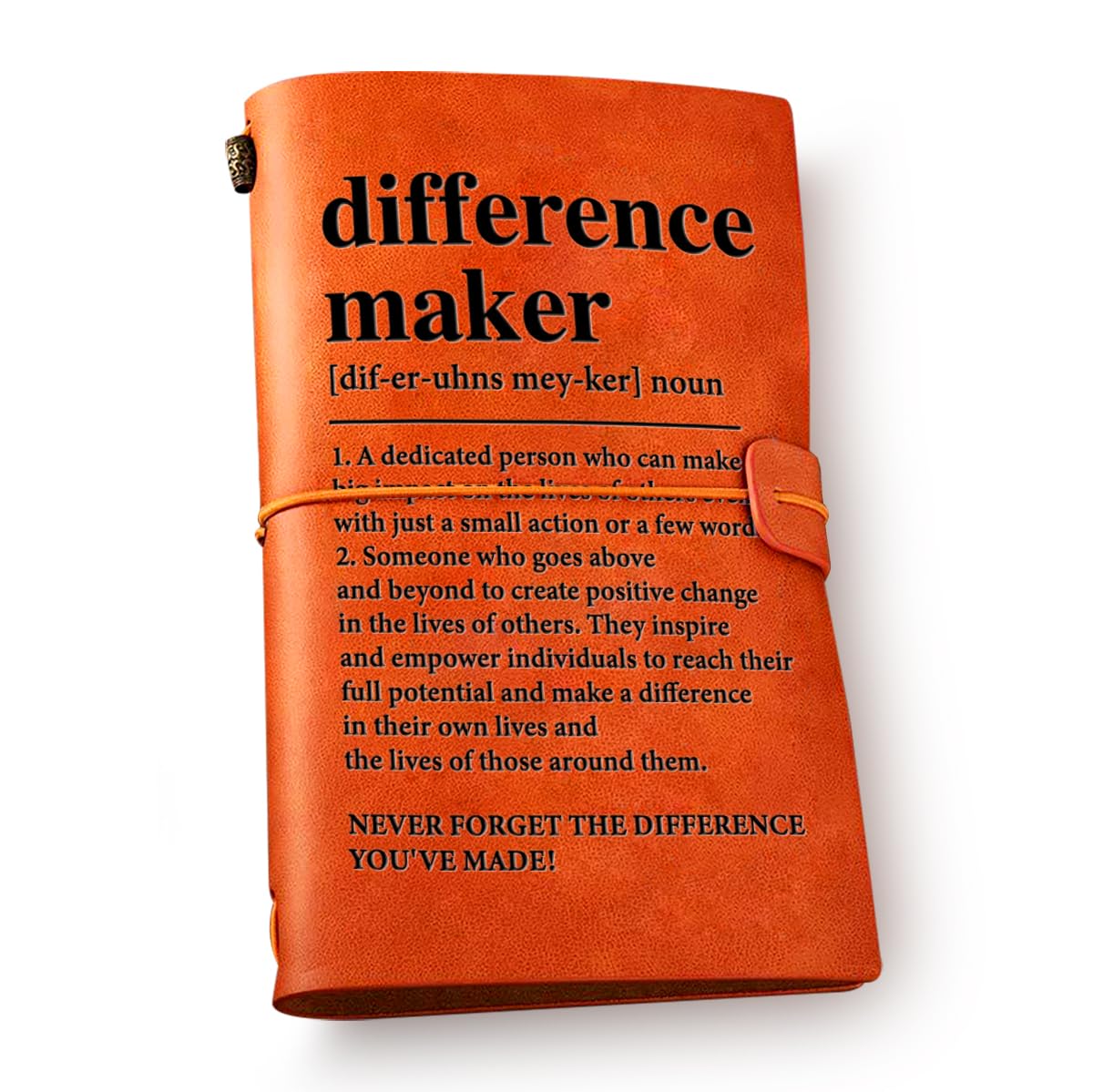 NGAEAK Diario de cuero para hacer diferencias, regalos de agradecimiento para jefe, líder, mentor, compañero de trabajo, profesor, creador de diferencias, definición, diario de viaje de cuero grabado