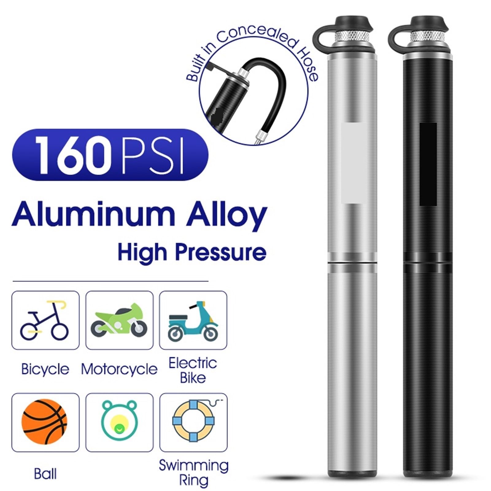Pompa per Bicicletta Pompa da Bicicletta Portatile 160PSI Mini Pompa da Bici in Lega di Alluminio valvola di gonfiaggio MTB Accessori for Bici da Strada Pompa Bicicletta