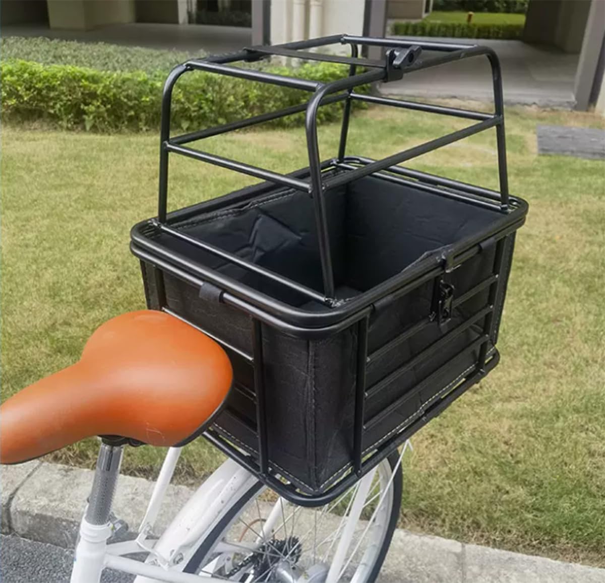 Panier arrière Robuste pour vélo pour Chiens et Chats, Cage de Transport Ajustable pour Animaux avec Housse et Serrure, Panier Multifonction pour Animaux, Courses et Usage Quotidien